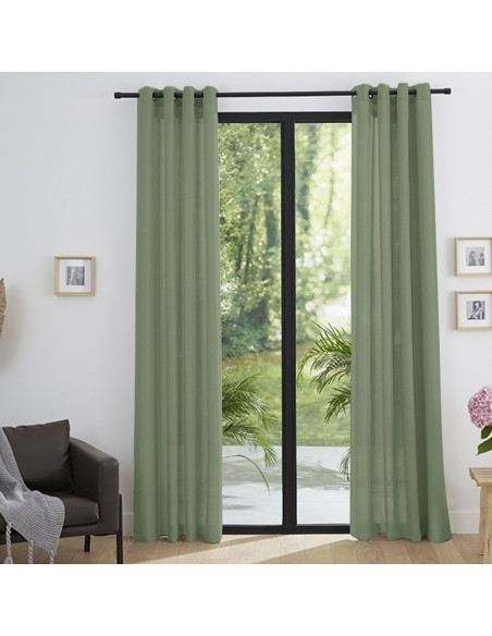 Paire de Doubles Rideaux à œillets "effet lin" Corail 140 x 260 cm Moonlight deco