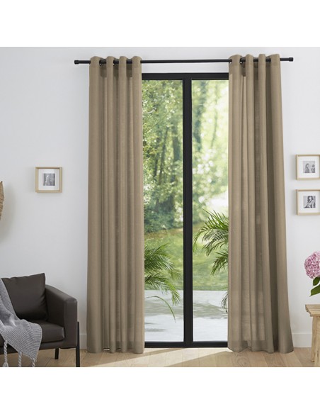 Paire de Doubles Rideaux à œillets "effet lin" Corail 140 x 260 cm Moonlight deco