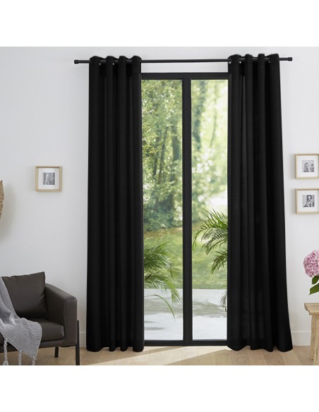 Paire de Doubles Rideaux à œillets "effet lin" Corail 140 x 260 cm Moonlight deco