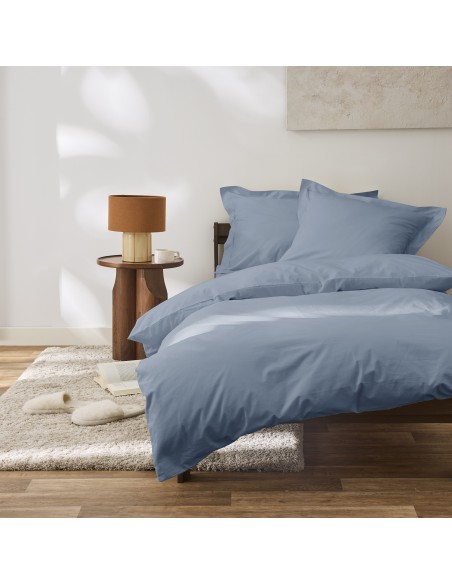 Housse de couette percale de coton peigné "Julian" 140 x 200 cm pour lit 1 place 80 Fils/cm²