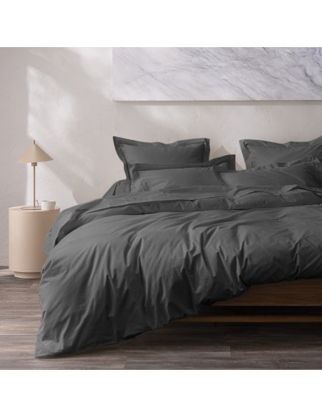 Housse de couette percale de coton peigné "Julian" 260 x 240 cm pour lit 2 places King Size 80 Fils/cm²