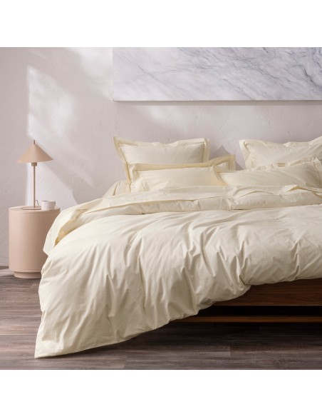 Housse de couette percale de coton peigné "Julian" 260 x 240 cm pour lit 2 places King Size 80 Fils/cm²