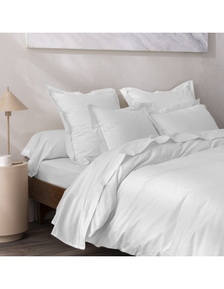 Housse de couette percale de coton peigné "Julian" 260 x 240 cm pour lit 2 places King Size 80 Fils/cm²