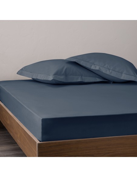 Drap housse percale "Julian" 200 x 200 cm avec bonnet 35 cm 80 Fils/cm²