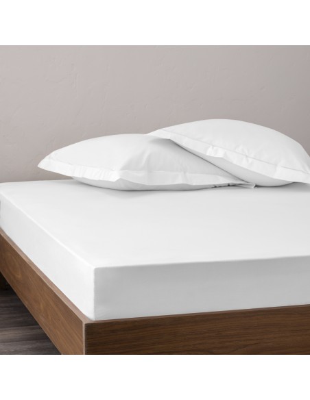 Drap housse percale "Julian" 200 x 200 cm avec bonnet 35 cm 80 Fils/cm²