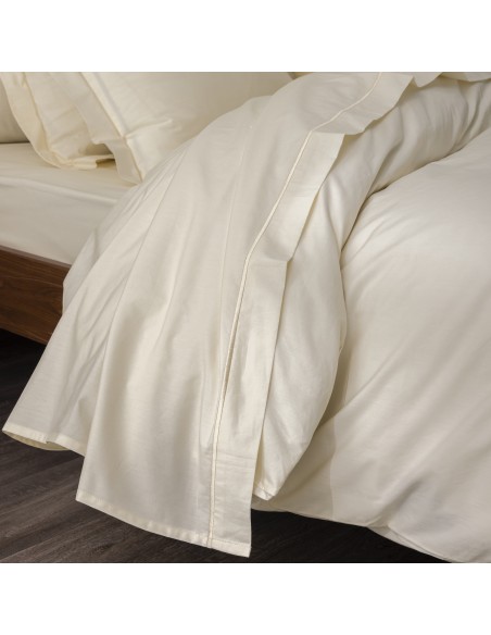 Drap plat percale de coton peigné "Julian" 240 x 300 cm pour lit 2 places 80 Fils/cm²