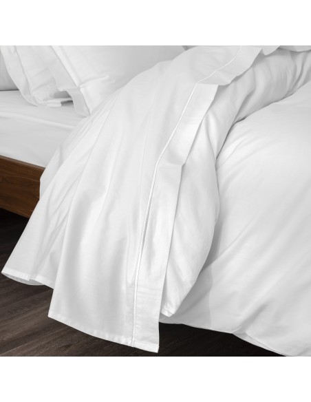 Drap plat percale de coton peigné "Julian" 240 x 300 cm pour lit 2 places 80 Fils/cm²