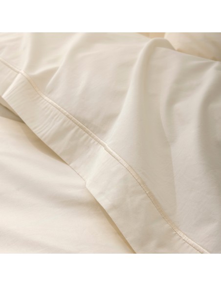 Drap plat percale de coton peigné "Julian" 240 x 300 cm pour lit 2 places 80 Fils/cm²