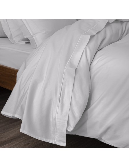 Drap plat percale de coton peigné "Julian" 270 x 300 cm pour lit 2 places King Size 80 Fils/cm²