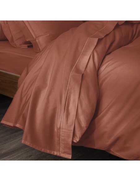 Drap plat percale de coton peigné "Julian" 270 x 300 cm pour lit 2 places King Size 80 Fils/cm²