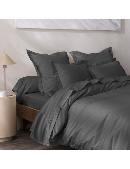 Drap plat percale de coton peigné "Julian" 270 x 300 cm pour lit 2 places King Size 80 Fils/cm²