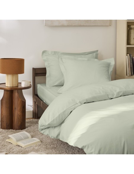 Drap plat percale de coton peigné "Julian" 180 x 290 cm pour lit 1 place 80 Fils/cm²