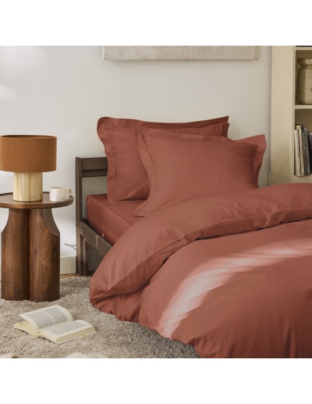 Drap plat percale de coton peigné "Julian" 180 x 290 cm pour lit 1 place 80 Fils/cm²