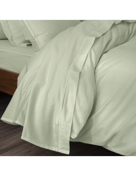 Drap plat percale de coton peigné "Julian" 180 x 290 cm pour lit 1 place 80 Fils/cm²