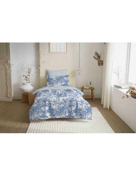 Pack complet housse de couette réversible "Vanessa" 4 pièces pour lit 90 x 190  57 Fils/cm²