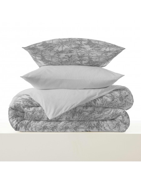 Pack complet housse de couette réversible "Vanessa" 4 pièces pour lit 90 x 190  57 Fils/cm²