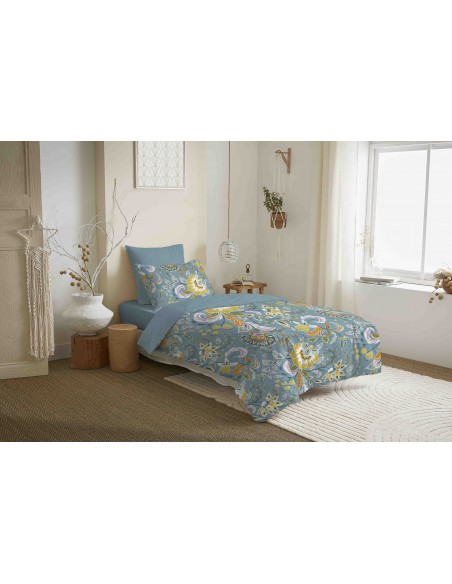Pack complet housse de couette réversible "Vanessa" 4 pièces pour lit 90 x 190  57 Fils/cm²