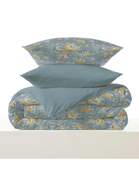 Pack complet housse de couette réversible "Vanessa" 4 pièces pour lit 90 x 190  57 Fils/cm²