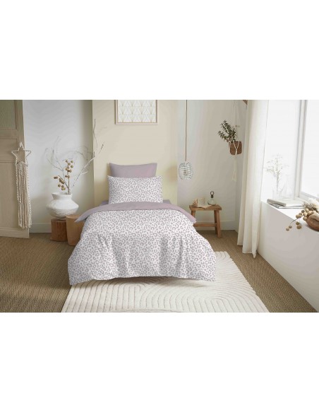 Pack complet housse de couette réversible "Vanessa" 4 pièces pour lit 90 x 190  57 Fils/cm²