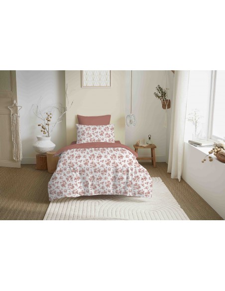 Pack complet housse de couette réversible "Vanessa" 4 pièces pour lit 90 x 190  57 Fils/cm²