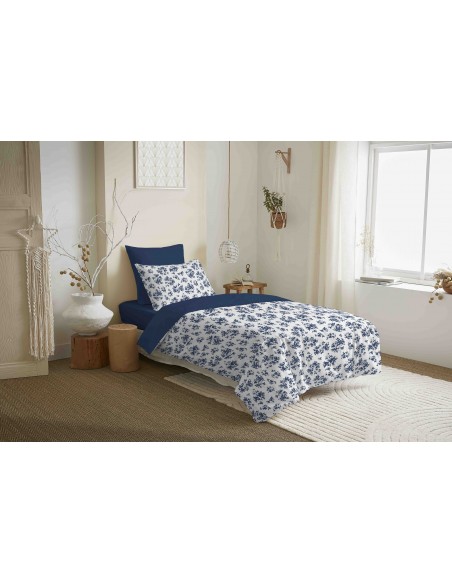 Pack complet housse de couette réversible "Vanessa" 4 pièces pour lit 90 x 190  57 Fils/cm²