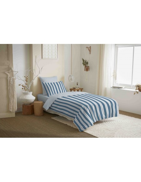 Pack complet housse de couette réversible "Vanessa" 4 pièces pour lit 90 x 190  57 Fils/cm²
