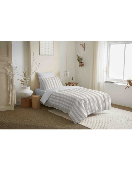 Pack complet housse de couette réversible "Vanessa" 4 pièces pour lit 90 x 190  57 Fils/cm²