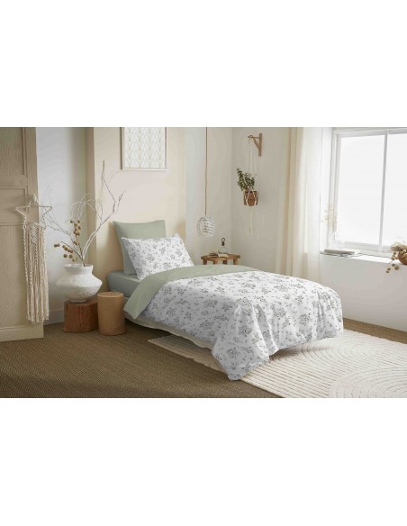 Pack complet housse de couette réversible "Vanessa" 4 pièces pour lit 90 x 190  57 Fils/cm²