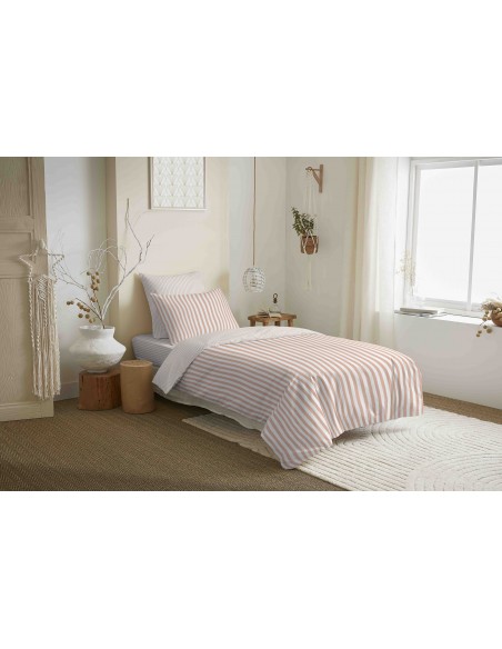 Pack complet housse de couette réversible "Vanessa" 4 pièces pour lit 90 x 190  57 Fils/cm²