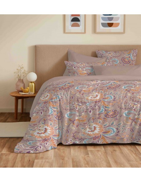 Pack complet housse de couette réversible pour lit 140 x 190 cm 57 Fils/cm²