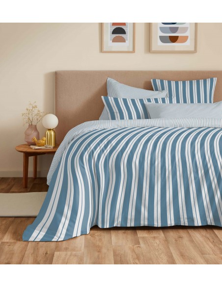 Pack complet housse de couette réversible pour lit 140 x 190 cm 57 Fils/cm²