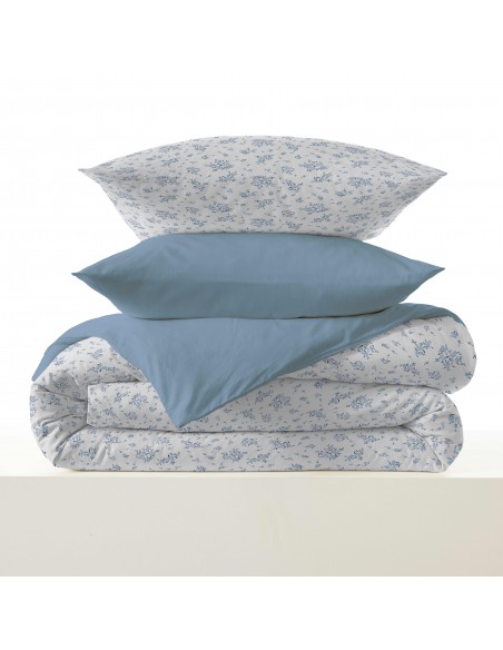 Pack complet housse de couette réversible pour lit 140 x 190 cm 57 Fils/cm²