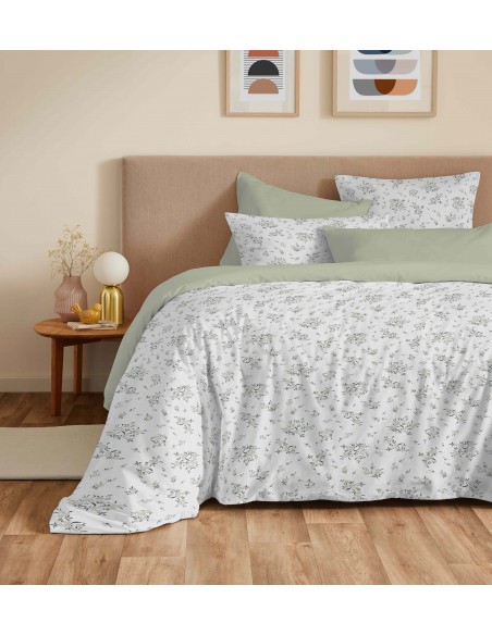 Pack complet housse de couette réversible pour lit 140 x 190 cm 57 Fils/cm²