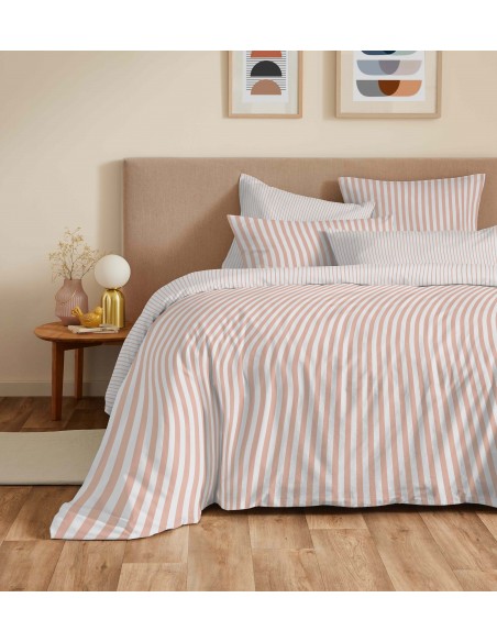 Pack complet housse de couette réversible pour lit 140 x 190 cm 57 Fils/cm²