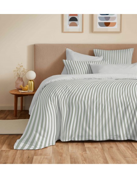 Pack complet housse de couette réversible pour lit 140 x 190 cm 57 Fils/cm²