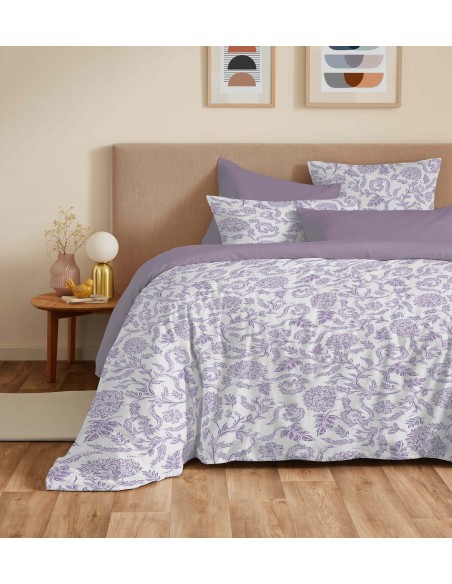 Pack complet housse de couette réversible pour lit 140 x 190 cm 57 Fils/cm²