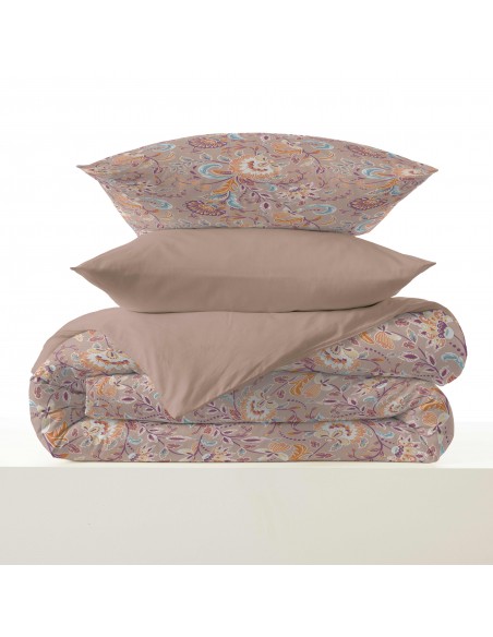 Pack complet housse de couette réversible pour lit 160 x 200 cm 57 Fils/cm²