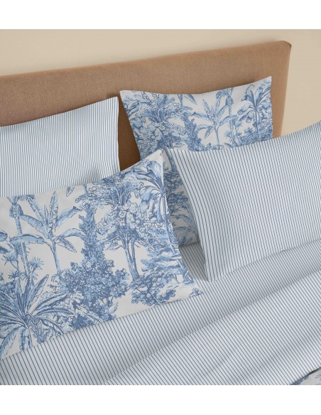 Pack complet housse de couette réversible pour lit 180 x 200 cm King Size 57 Fils/cm²