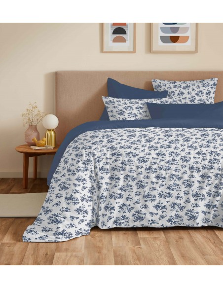 Pack complet housse de couette réversible pour lit 180 x 200 cm King Size 57 Fils/cm²