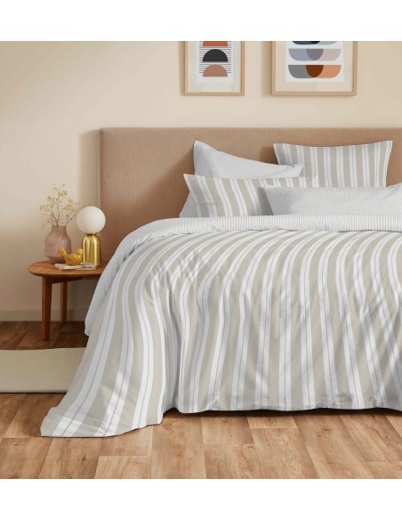 Pack complet housse de couette réversible pour lit 180 x 200 cm King Size 57 Fils/cm²