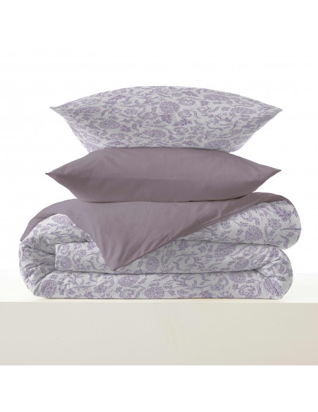 Pack complet housse de couette réversible pour lit 180 x 200 cm King Size 57 Fils/cm²