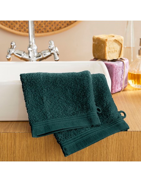 Lot de 2 gants de toilette éponge "Spa" 15 x 21 cm / 400 gr/m²