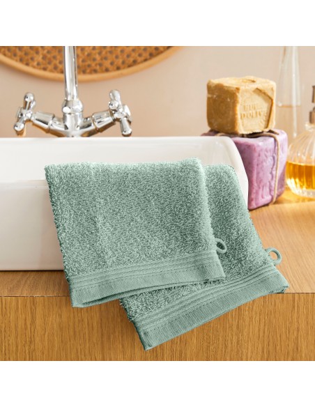 Lot de 2 gants de toilette éponge "Spa" 15 x 21 cm / 400 gr/m²