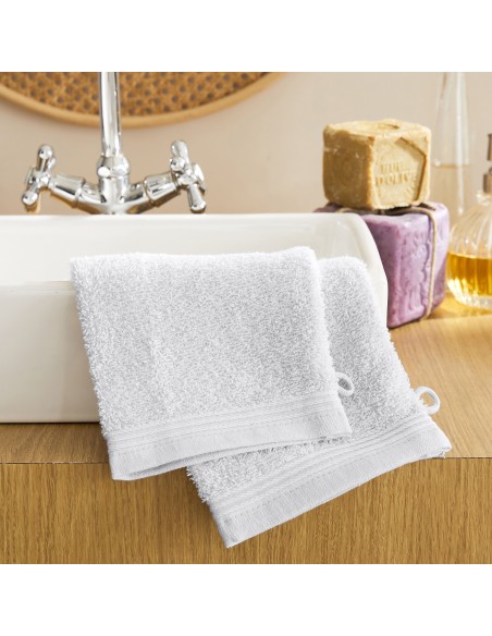 Lot de 2 gants de toilette éponge "Spa" 15 x 21 cm / 400 gr/m²