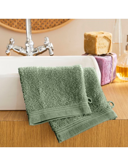 Lot de 2 gants de toilette éponge "Spa" 15 x 21 cm / 400 gr/m²