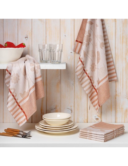 Lot de 6 torchons de cuisine imprimés 50 x 70 cm