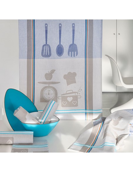 Lot de 6 torchons de cuisine imprimés 50 x 70 cm