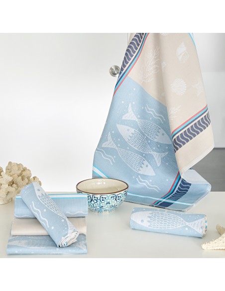 Lot de 6 torchons de cuisine imprimés 50 x 70 cm