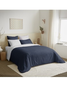 Pack complet 6 pièces Marine/Blanc réversible housse de...