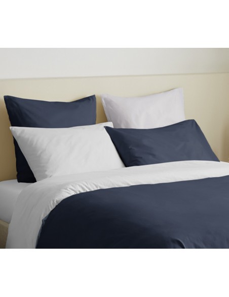 Pack complet 6 pièces Marine/Blanc réversible housse de couette pour lit 160 x 200 cm